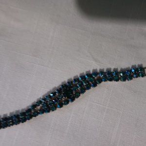 Costume Jewelry Crystals look like (Swarovski not sure), Turquoise Bracelet.